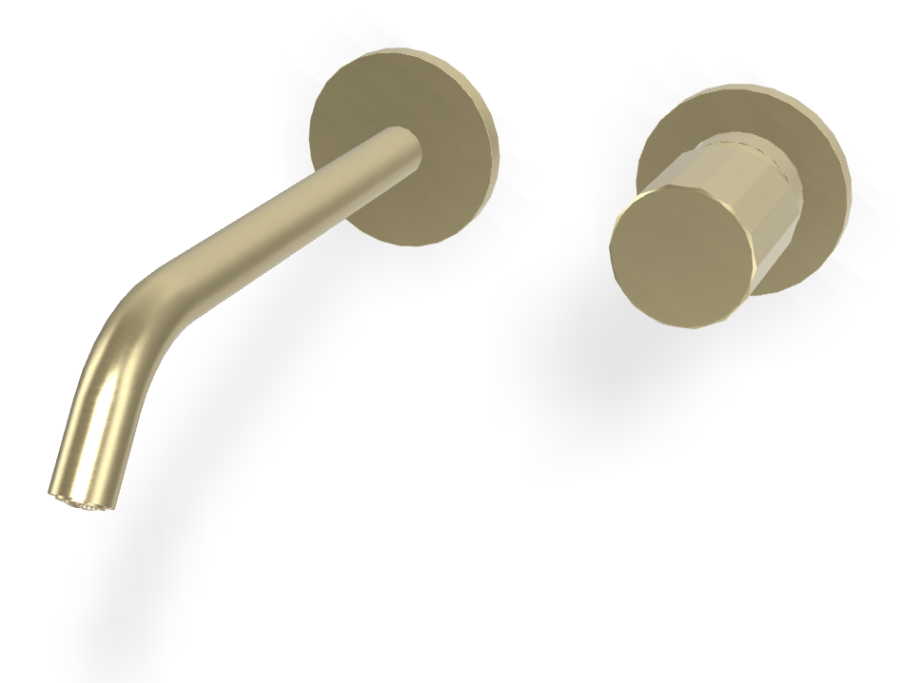 Смеситель для раковины Carlo Frattini Spillo Tech, ручка V Collection, настенный, с донным клапаном Click-Clack, излив 210 мм, внешняя часть, цвет брашированная шампань