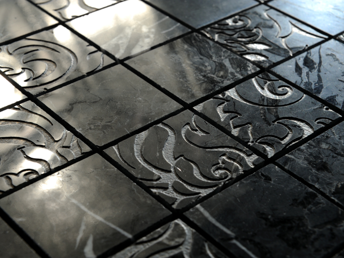 На изображении товар Akros Venezia Камень Dogma Light Dhiasoma MN Nero Marquinia Naturale 30,5x30,5x1 от официального представителя в Москве