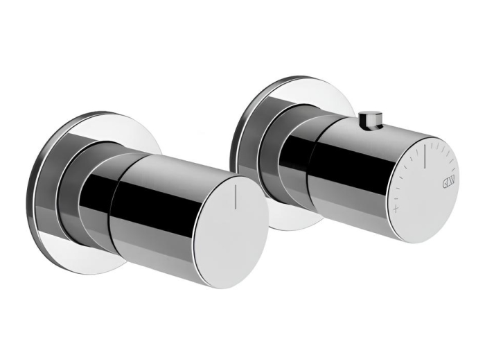 На изображении товар Термостат Gessi Habito, настенный, встраиваемый, на 2 потребителя, цвет Chrome от официального представителя в Москве