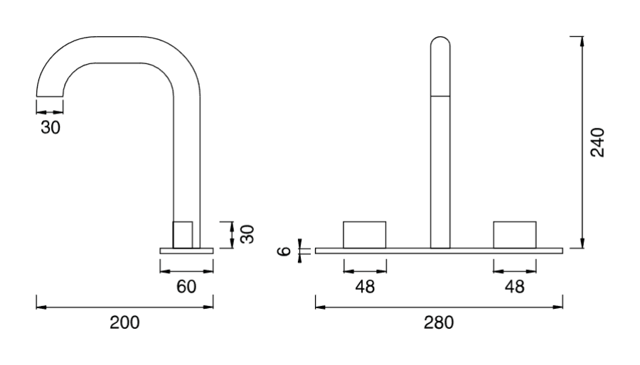 Смеситель для раковины CEA Design Sixty, двухрычажный, высота 240 мм, цвет Black Ivory - изображение 1