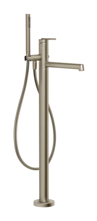 Смеситель для ванны Gessi Ingranaggio, напольный, с ручным душем, встраиваемый, цвет Finox Brushed Nickel