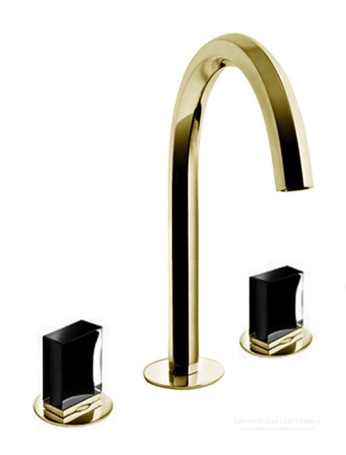 Смеситель для раковины Fantini Venezia на 3 отверстия, вылет 175 мм, без ручек, донный клапан нажимного типа, ручки заказываются отдельно, см. раздел "Ручки", цвет Matt British Gold PVD