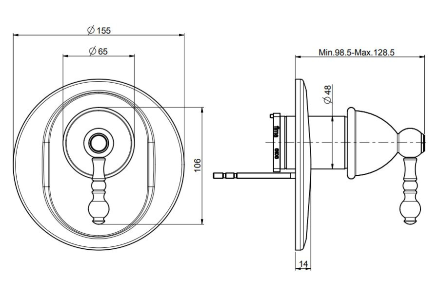 Смеситель для душа Carlo Frattini Elizabeth/Epoque, настенный, однорычажный, Ø155 мм, внешняя часть, цвет бронза античная - изображение 1