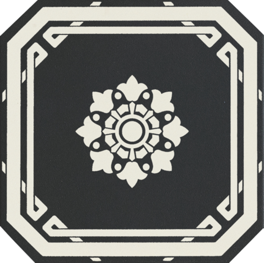 CERAMICHE GRAZIA Керамогранит OLD ENGLAND OTTAGONO DECORO BLACK 20X20 DOVER