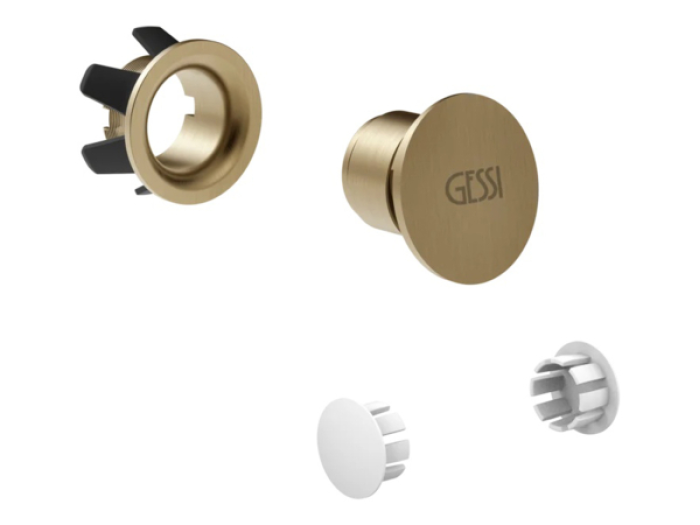 На изображении товар Декоративная пробка для перелива Gessi, с пробками для боковых отверстий, цвет Warm Bronze Brushed PVD от официального представителя в Москве