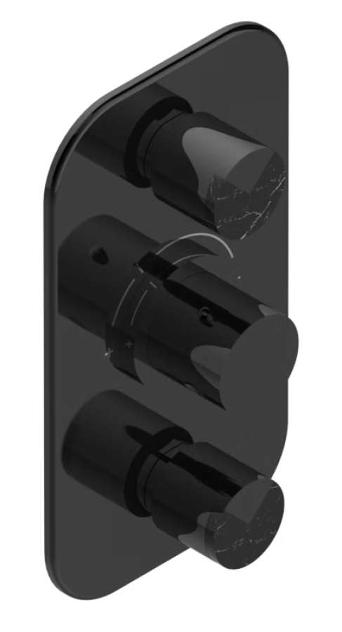 Термостат с двумя запорными вентилями THG Le 9 Nero Marquina, внешняя часть, цвет Brown bronze PVD