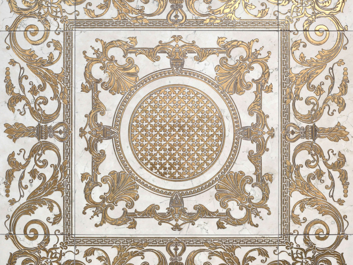 На изображении товар Akros Venezia Камень Luxurious Selene Biancone composition – Gold 69,6X69,6X1 от официального представителя в Москве