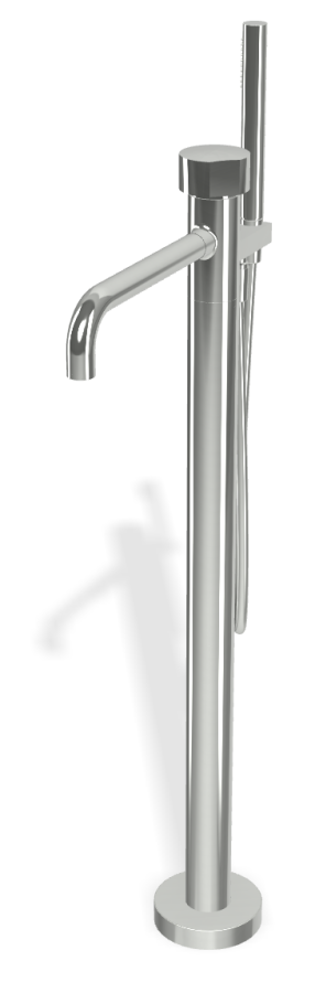 Смеситель для ванны Carlo Frattini SO, напольный, с гибким шлангом хромалюкс 1500 мм, переключателем, ручным душем, без ручек, внешняя часть, цвет хром