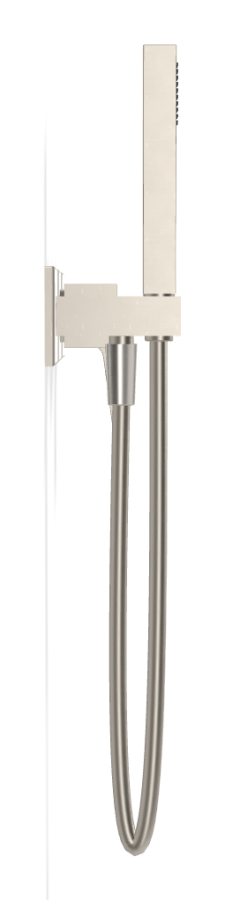 Смеситель Carlo Frattini Fit, на 2 потребителя, с ручным душем, держателем, гибким шлангом хромалюкс 1500 мм, внешняя часть, цвет никель брашированный - изображение 2