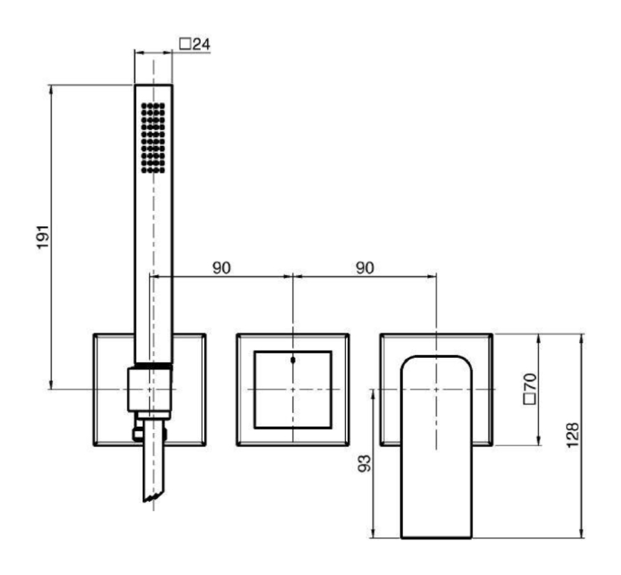 Смеситель Carlo Frattini Fit, на 2 потребителя, с ручным душем, держателем, гибким шлангом хромалюкс 1500 мм, внешняя часть, цвет никель брашированный - изображение 3