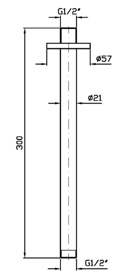 Держатель верхнего душа Zucchetti Delfi, потолочный, H.300 мм, цвет хром - изображение 1