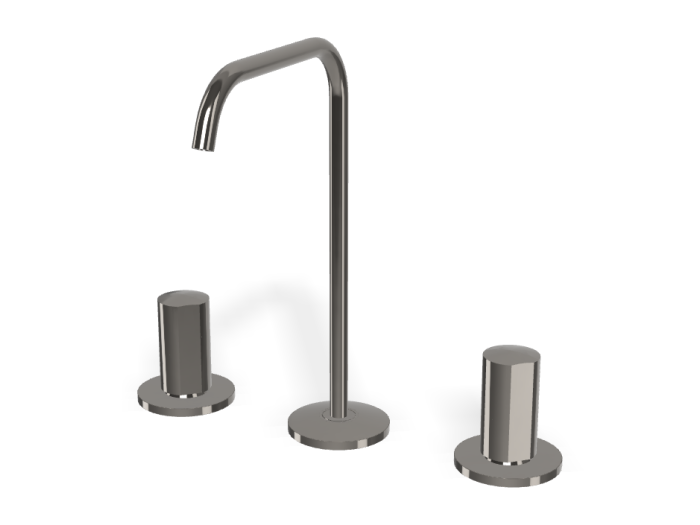 На изображении товар Смеситель для раковины Carlo Frattini SO, без ручек, с вращающимся изливом Ø10 мм, донным клапаном Click-Clack, 2 гибкими шлангами, L-168 мм, цвет чёрный хром от официального представителя в Москве