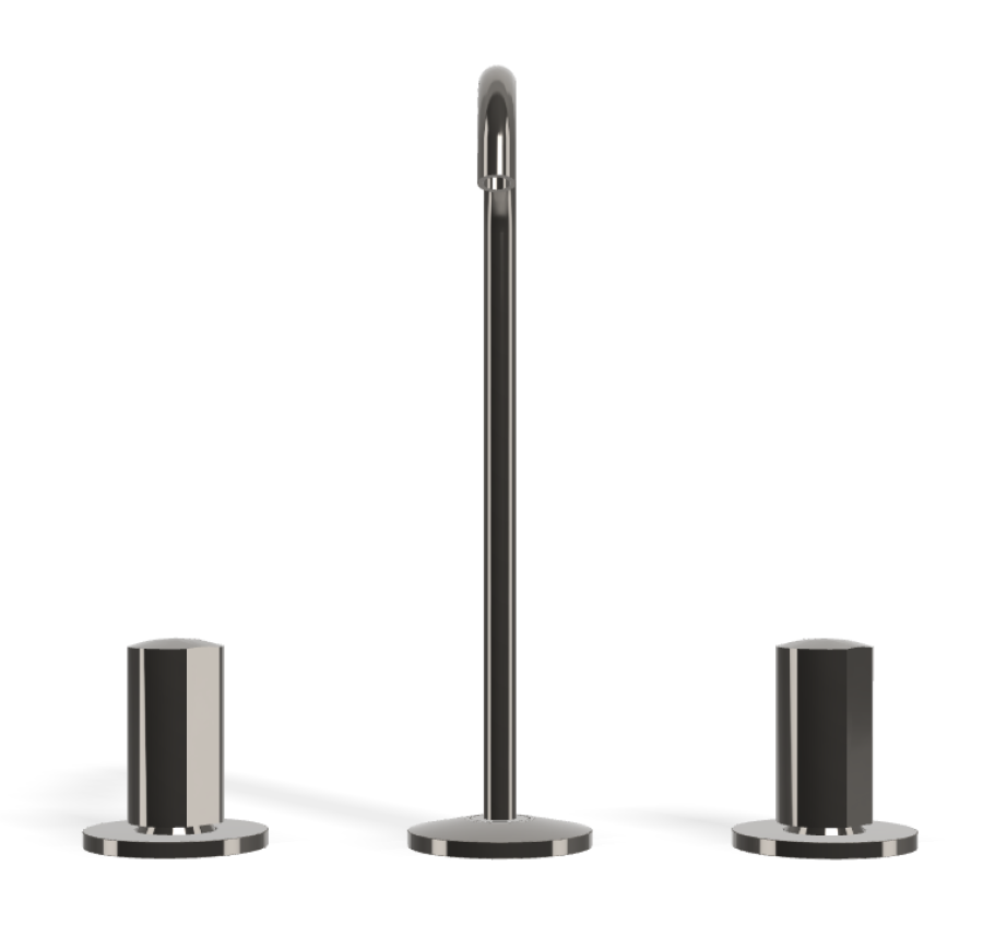 Смеситель для раковины Carlo Frattini SO, без ручек, с вращающимся изливом Ø10 мм, донным клапаном Click-Clack, 2 гибкими шлангами, L-168 мм, цвет чёрный хром - изображение 1