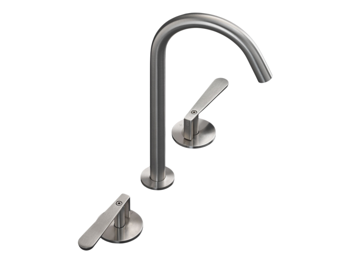 На изображении товар Смеситель для раковины CEA Design Lutezia, на 3 отверстия, поворотный излив, H. 235 мм, сталь, цвет Black Diamond сатинированный от официального представителя в Москве