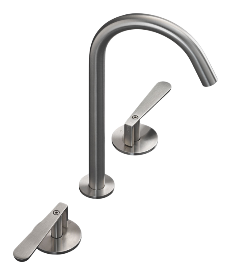 Смеситель для раковины CEA Design Lutezia, на 3 отверстия, поворотный излив, H. 235 мм, сталь, цвет Black Diamond сатинированный