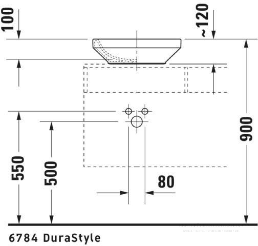 Раковина Duravit DuraStyle с шлифованным низом, 430х430 мм, без перелива, без плоскости под смеситель, цвет белый - изображение 5