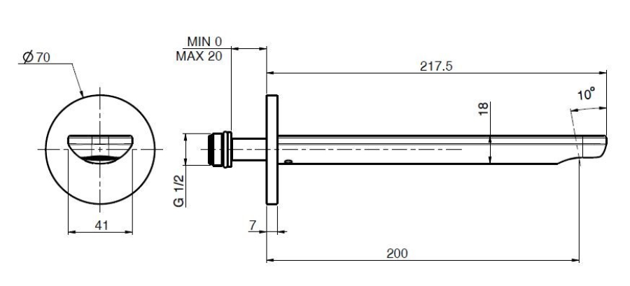 Излив для ванны Carlo Frattini Flo, настенный, L-218 мм, цвет брашированная шампань - изображение 3