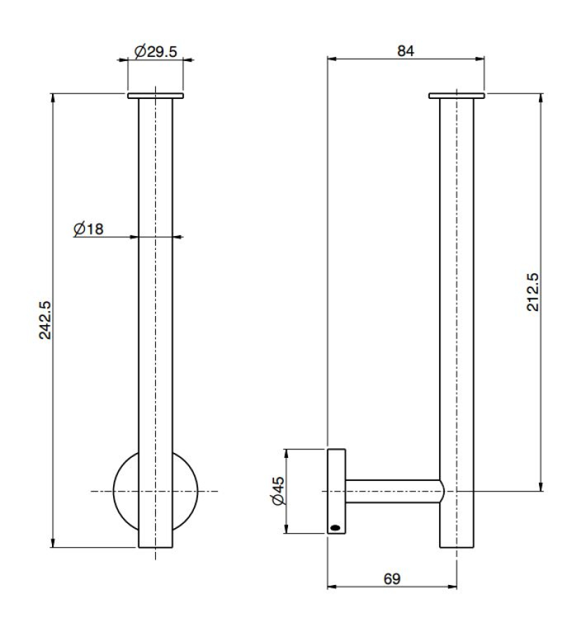 Бумагодержатель Carlo Frattini Spillo Steel, для запасного рулона, Н-242,5 мм, цвет нержавеющая сталь - изображение 1