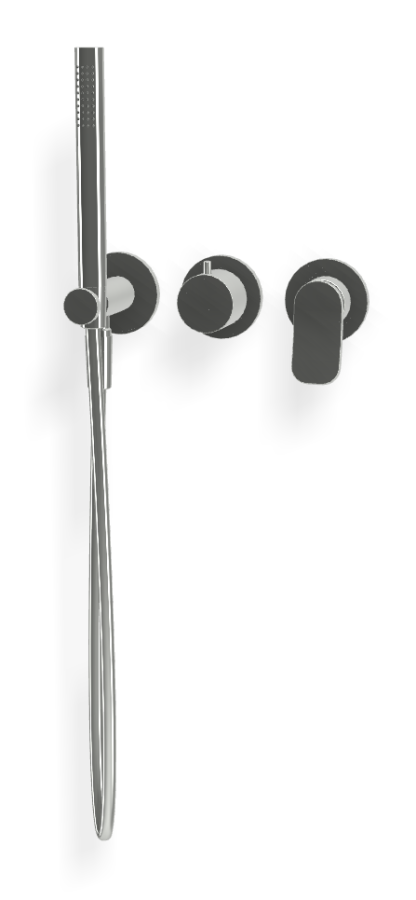 Смеситель для душа Carlo Frattini Flo, с переключателем на 2 потребителя, ручным душем, гибким шлангом хромалюкс 1500 мм, внешняя часть, цвет хром