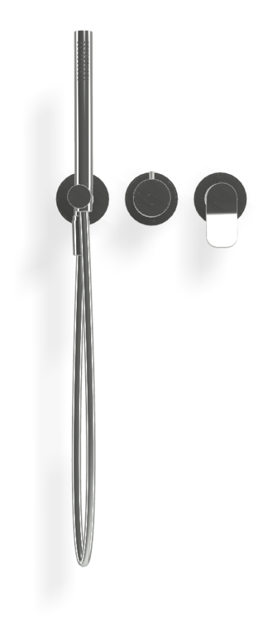 Смеситель для душа Carlo Frattini Flo, с переключателем на 2 потребителя, ручным душем, гибким шлангом хромалюкс 1500 мм, внешняя часть, цвет хром - изображение 1