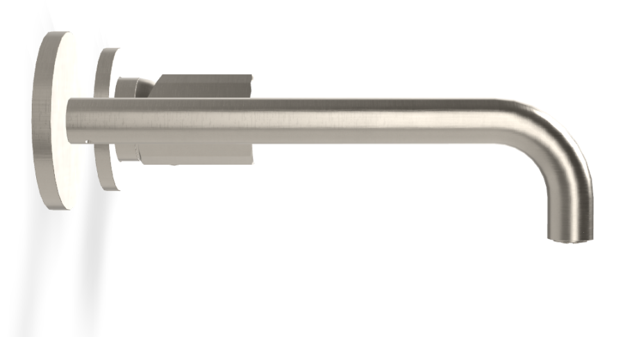 Смеситель для раковины Carlo Frattini Spillo Tech, ручка V Collection, настенный, с донным клапаном Click-Clack, излив 200 мм, внешняя часть, цвет никель брашированный - изображение 2