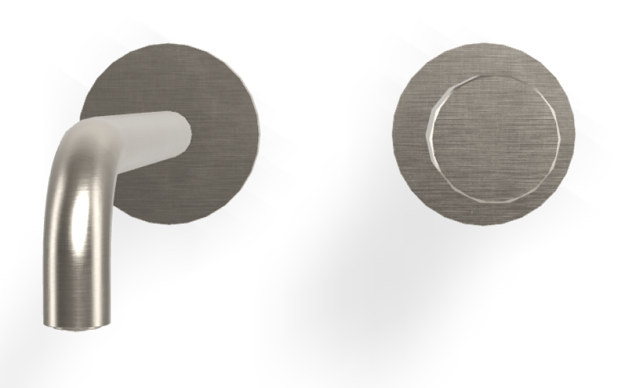 Смеситель для раковины Carlo Frattini Spillo Tech, ручка V Collection, настенный, с донным клапаном Click-Clack, излив 200 мм, внешняя часть, цвет никель брашированный - изображение 1