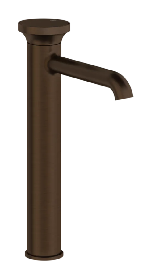 Смеситель для раковины Gessi Origini, высокий, без донного клапана, в комплект входит отделочная вставка, цвет Dark Bronze