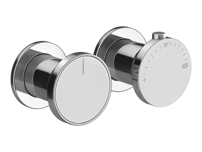 На изображении товар Термостат Gessi Origini, настенный, на 2 выхода, цвет Chrome от официального представителя в Москве