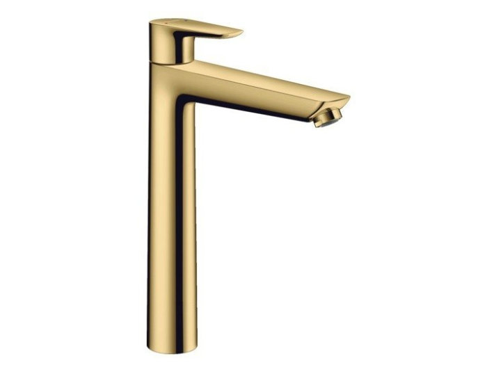 На изображении товар Смеситель для раковины Hansgrohe Talis E, ComfortZone 240, однорычажный, без донного клапана, цвет Золото полированное от официального представителя в Москве