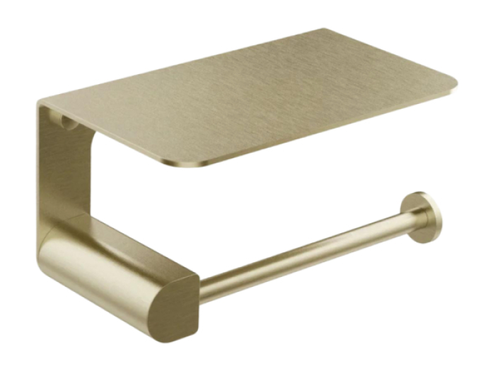 На изображении товар Бумагодержатель Gessi Rilievo, настенный, с крышкой, ширина 161 мм, цвет Brushed Brass PVD от официального представителя в Москве