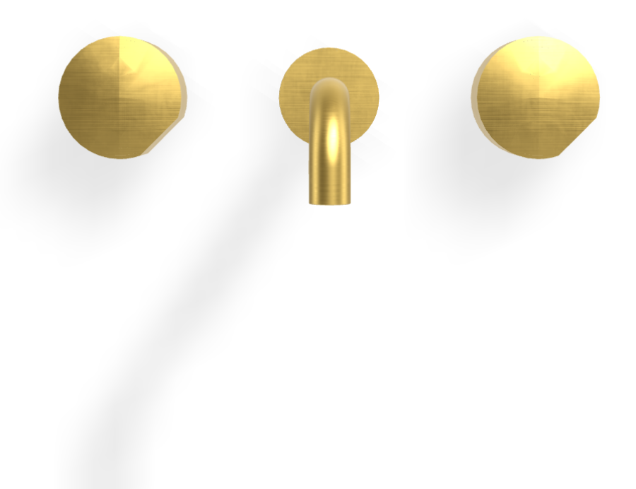 Смеситель для раковины Carlo Frattini SO, настенный, без ручек, с донным клапаном Click-Clack, излив 200 мм, внешняя часть, цвет золото брашированное - изображение 1