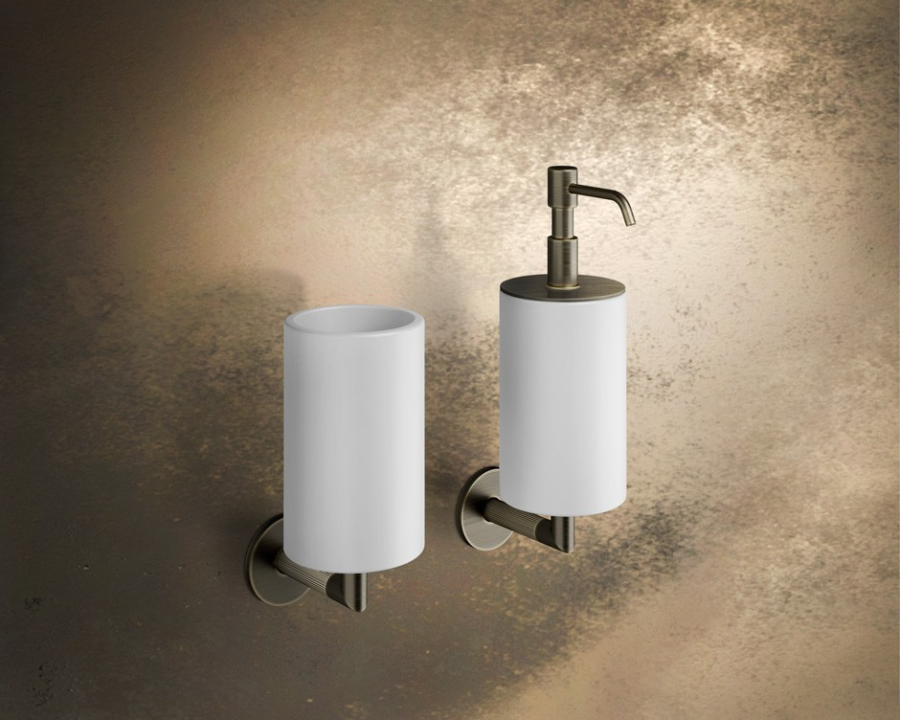 Cтакан Gessi Ingranaggio, настенный, цвет White/Black Metal Brushed PVD - изображение 1