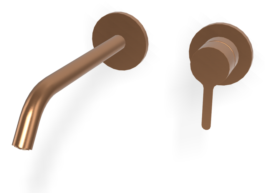 Смеситель для раковины Carlo Frattini Snap, настенный, с донным клапаном Click-Clack, аэратором, излив 200 мм, внешняя часть, цвет брашированная янтарная бронза