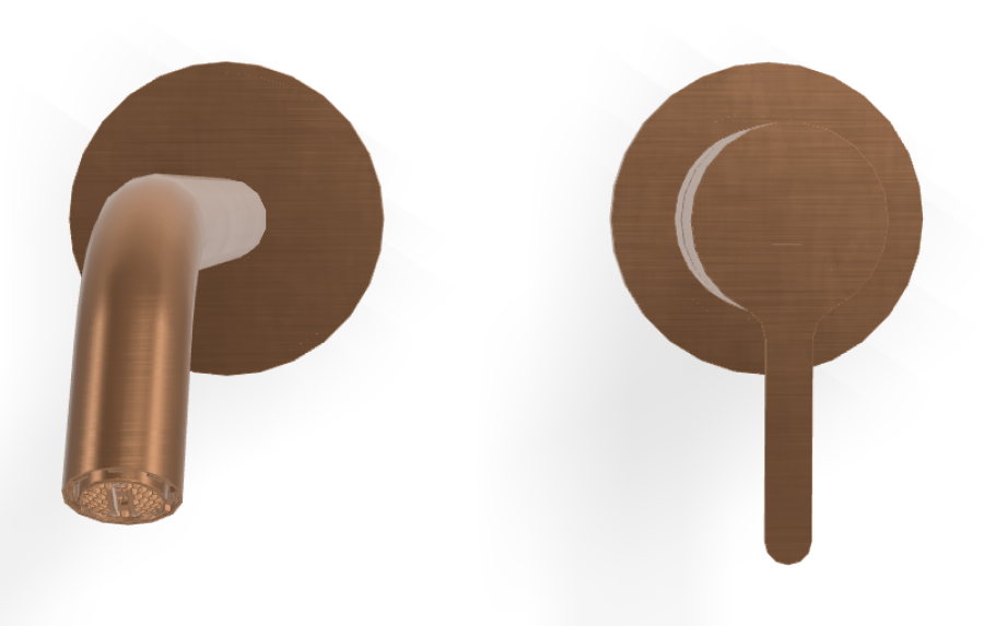 Смеситель для раковины Carlo Frattini Snap, настенный, с донным клапаном Click-Clack, аэратором, излив 200 мм, внешняя часть, цвет брашированная янтарная бронза - изображение 1