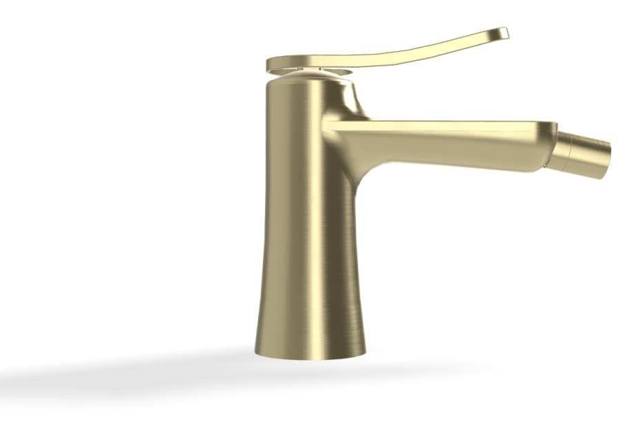 Смеситель для биде Carlo Frattini Flo, XS, с 2 гибкими шлангами, донным клапаном Click-Clack 1"1/4, Н-144 мм, цвет брашированная шампань - изображение 2