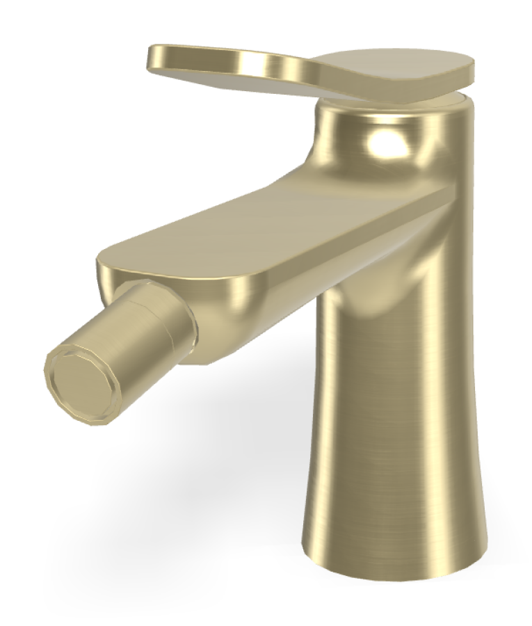 Смеситель для биде Carlo Frattini Flo, XS, с 2 гибкими шлангами, донным клапаном Click-Clack 1"1/4, Н-144 мм, цвет брашированная шампань