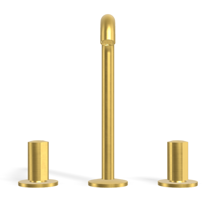 Смеситель для раковины Carlo Frattini SO, без ручек, с донным клапаном Click-Clack, вращающимся изливом Ø18 мм, 2 гибкими шлангами, Н-228 мм, цвет золото брашированное - изображение 1