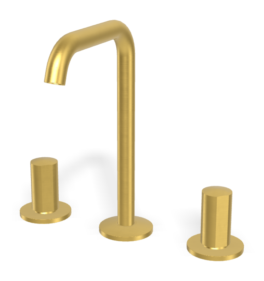 Смеситель для раковины Carlo Frattini SO, без ручек, с донным клапаном Click-Clack, вращающимся изливом Ø18 мм, 2 гибкими шлангами, Н-228 мм, цвет золото брашированное
