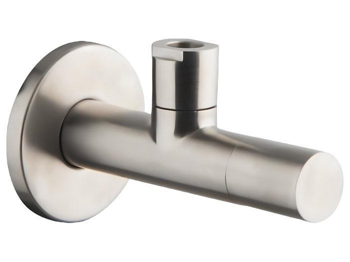 На изображении товар Вентиль Carlo Frattini Spillo Steel, угловой, с подключением на 1/2", цвет нержавеющая сталь от официального представителя в Москве