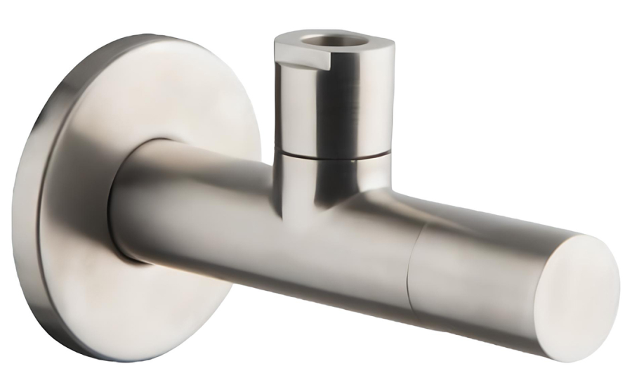 Вентиль Carlo Frattini Spillo Steel, угловой, с подключением на 1/2", цвет нержавеющая сталь