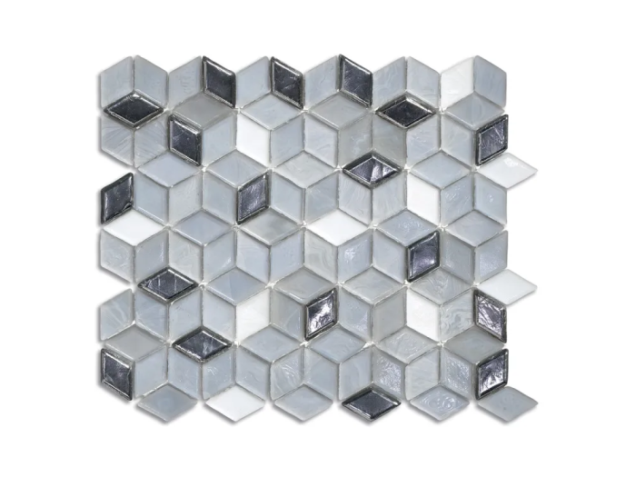 На изображении товар Sicis Стеклянная мозаика Diamond Blends ITEM H1 Eny Blend chips size 23х40 mm sheet size 229x272 mm от официального представителя в Москве