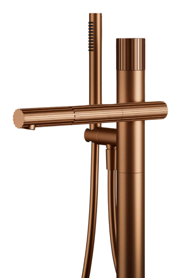 Смеситель для ванны, Gessi Incastri, напольный, 75028-845, с ручным душем, цвет Dark Bronze - изображение 1