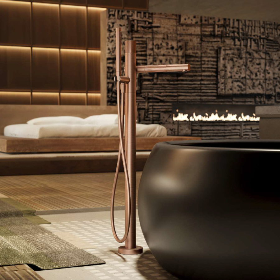 Смеситель для ванны, Gessi Incastri, напольный, 75028-845, с ручным душем, цвет Dark Bronze - изображение 2