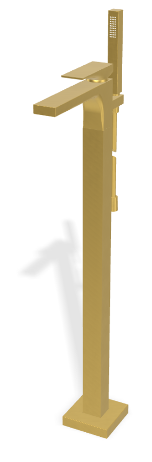 Смеситель для ванны Carlo Frattini Zeta, напольный, h876 мм, с ручным душем, внешняя часть, цвет брашированное золото
