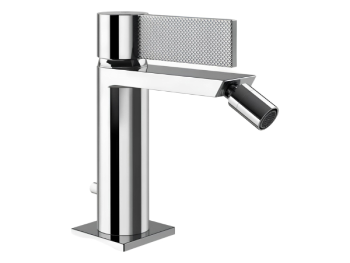 На изображении товар Смеситель для биде Gessi Inverso, однорычажный, с донным клапаном и соединительными шлангами, Н-156 мм, цвет хром от официального представителя в Москве