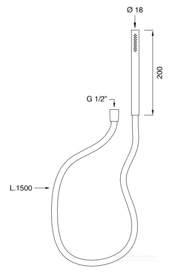 Душевая лейка CeaDesign Showers and brackets, без подключения к воде, 18 мм, шланг в цвете Aqua Green, сталь, цвет сатинированная сталь - изображение 1