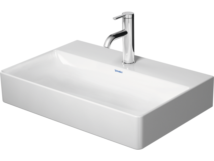 На изображении товар Раковина Duravit DuraSquare компакт, для мебели, 600x400 мм, без перелива, с 1 отверстием под смеситель, цвет белый c покрытием WonderGliss от официального представителя в Москве