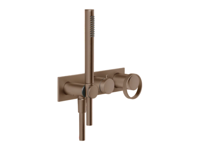 На изображении товар Смесителя для душа Gessi Anello, встраиваемый, 265х100мм, однорычажный, цвет Copper Brushed PVD от официального представителя в Москве