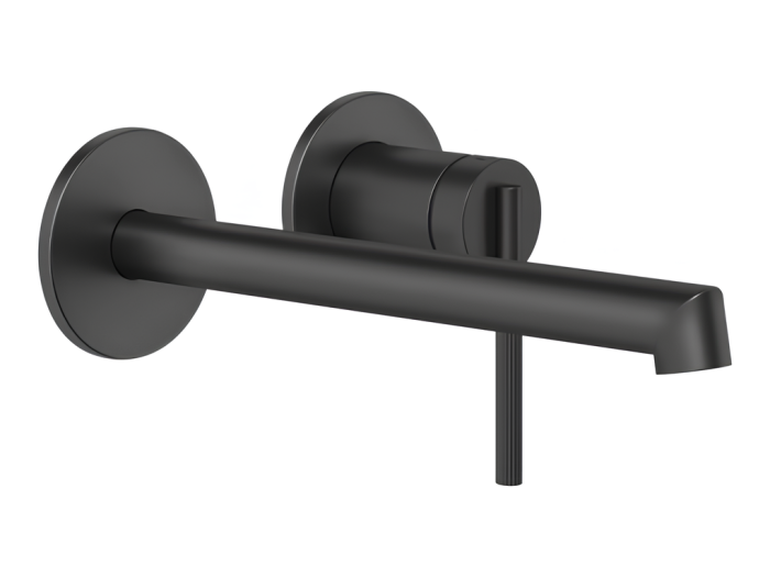 На изображении товар Смеситель для раковины Gessi Ingranaggio, длинный излив, встраиваемый, цвет Matte Black от официального представителя в Москве