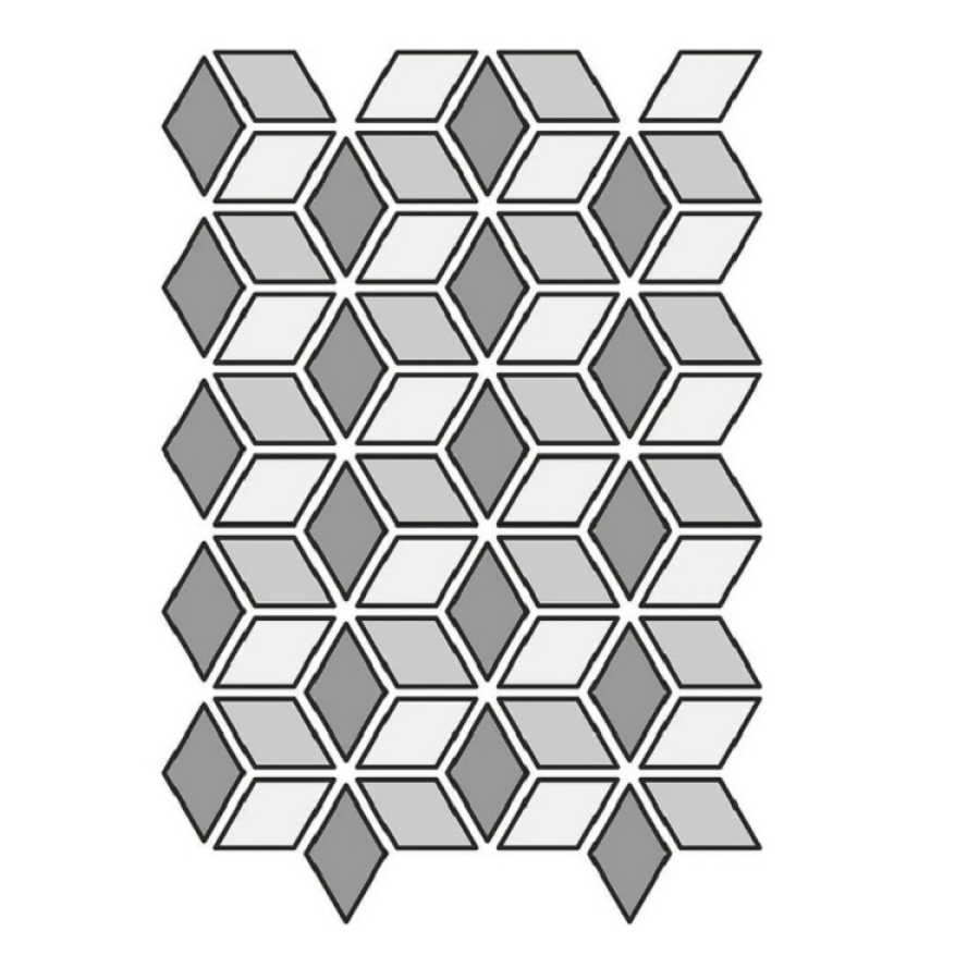 Etruria Керамогранит Xxs Rombo E 4X7 Su Rete A Tre Colori Super Bianco / Salvia / Nero